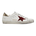 Golden Goose White and Red Superstar Sneakers