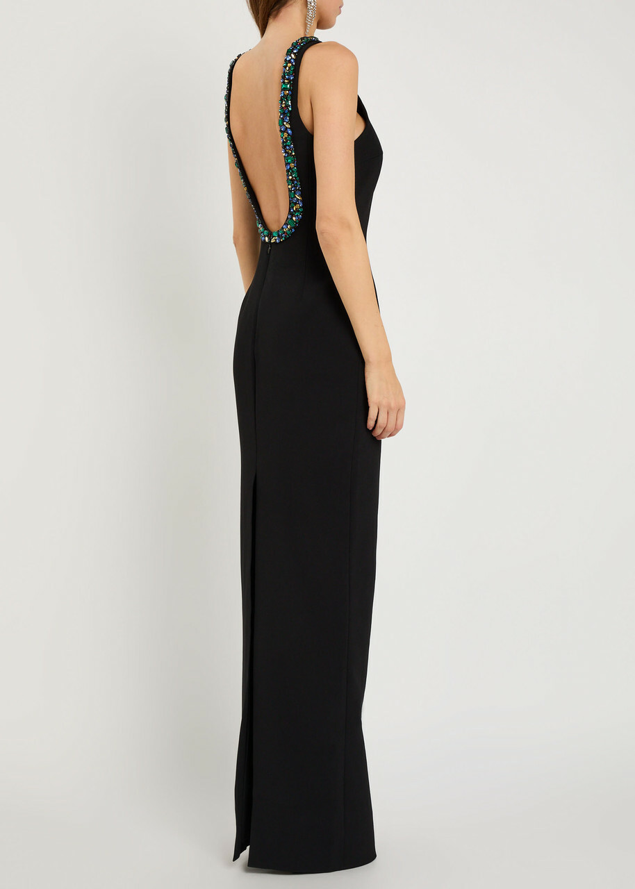 Balmain Crystal-embellished Crepe Gown Black