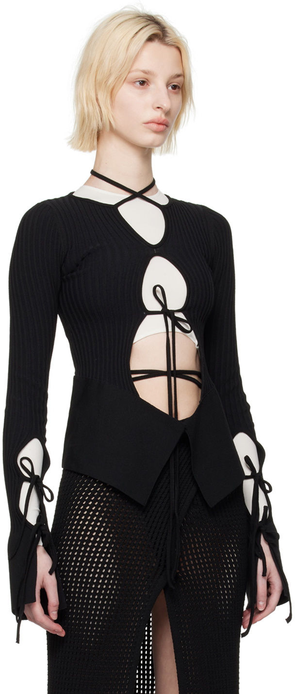 ANDREĀDAMO Black Cutout Cardigan