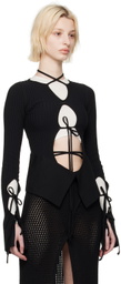 ANDREĀDAMO Black Cutout Cardigan