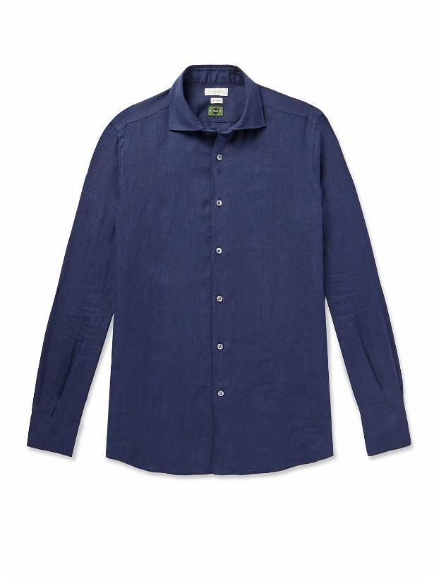 Photo: Incotex - Glanshirt Slim-Fit Linen Shirt - Blue