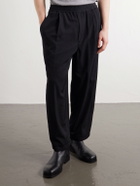 Graphpaper - Easy Wide-Leg Gathered Wool-Gabardine Trousers - Black