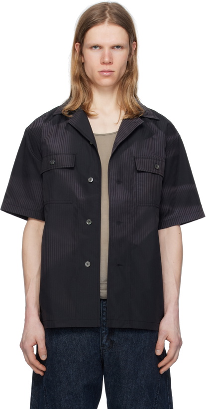 Photo: JiyongKim Black Sun-Bleached Tailored Collar Shirt