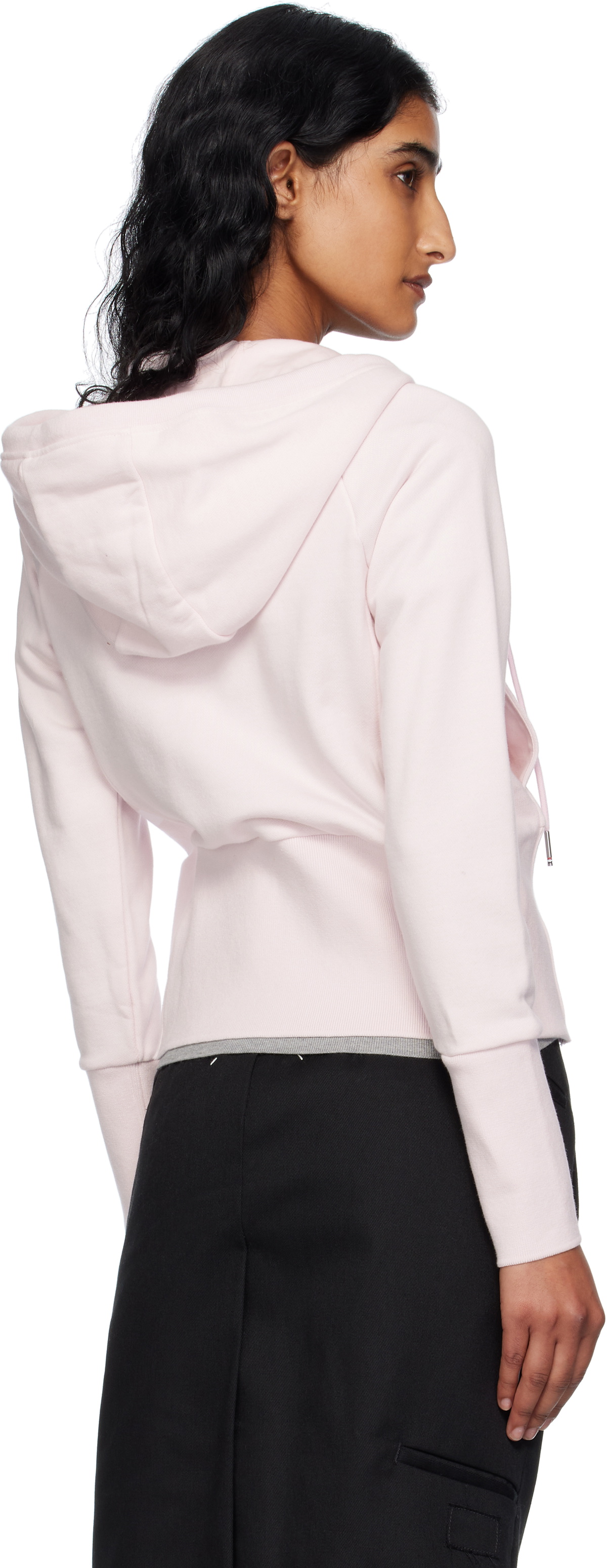Thom Browne Pink Solid Loopback 4-Bar Zip Hoodie