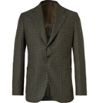 De Petrillo - Slim-Fit Unstructured Virgin Wool and Cashmere-Blend Houndstooth Blazer - Green