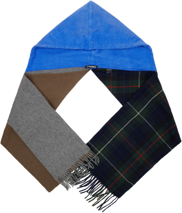 Photo: Ottolinger Blue & Multicolor Deconstructed Hoodie Scarf