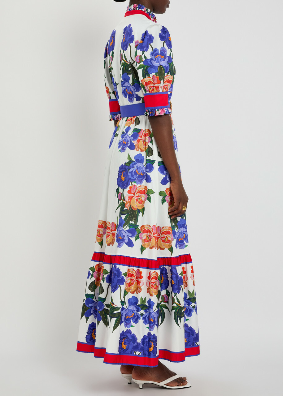 Borgo DE Nor Marni Floral-print Belted Cotton Maxi Dress Multicoloured