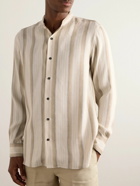 Loro Piana - Elia Grandad-Collar Striped Linen and Silk-Blend Shirt - Neutrals