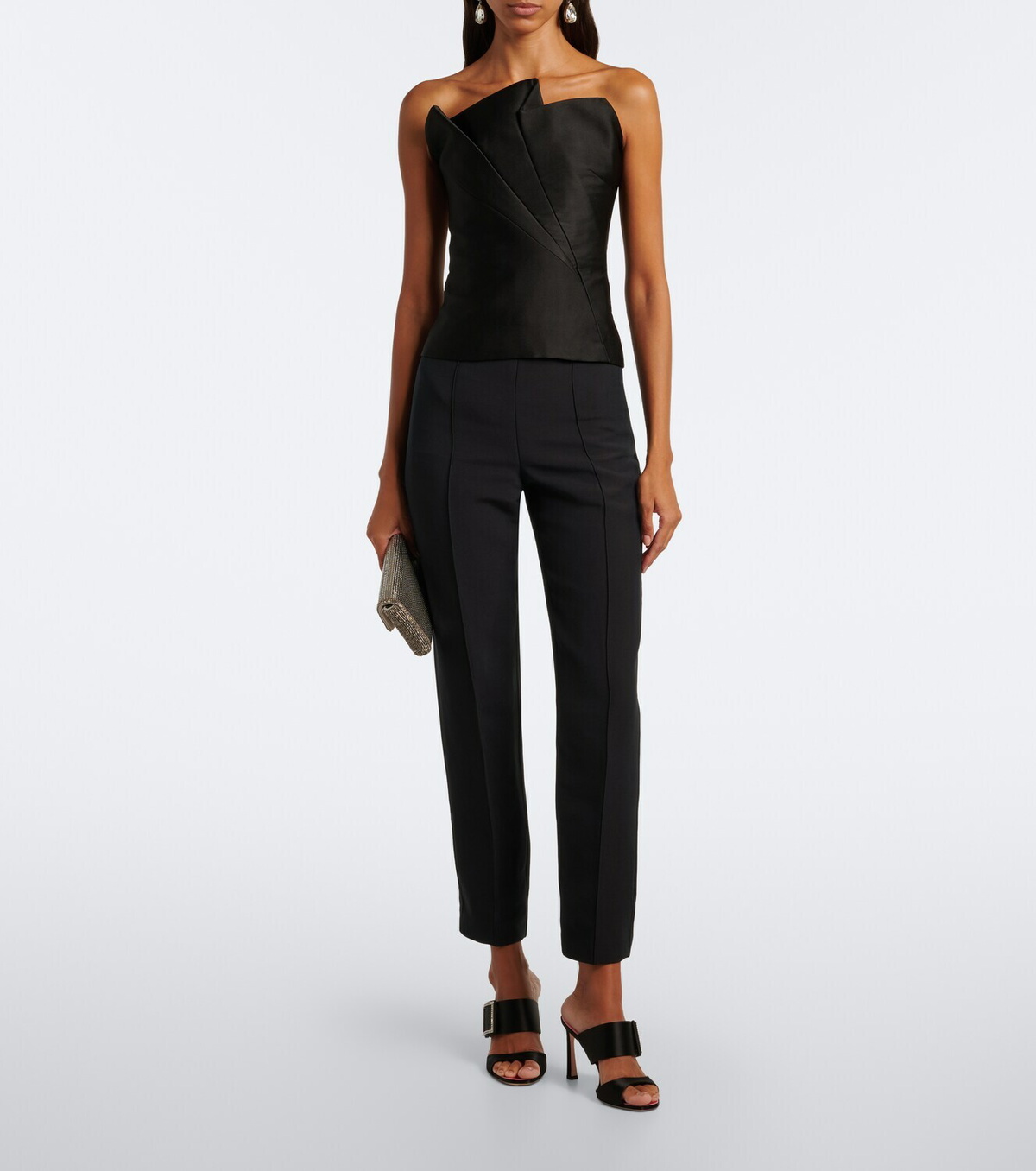 Roland Mouret Pleated taffeta corset top