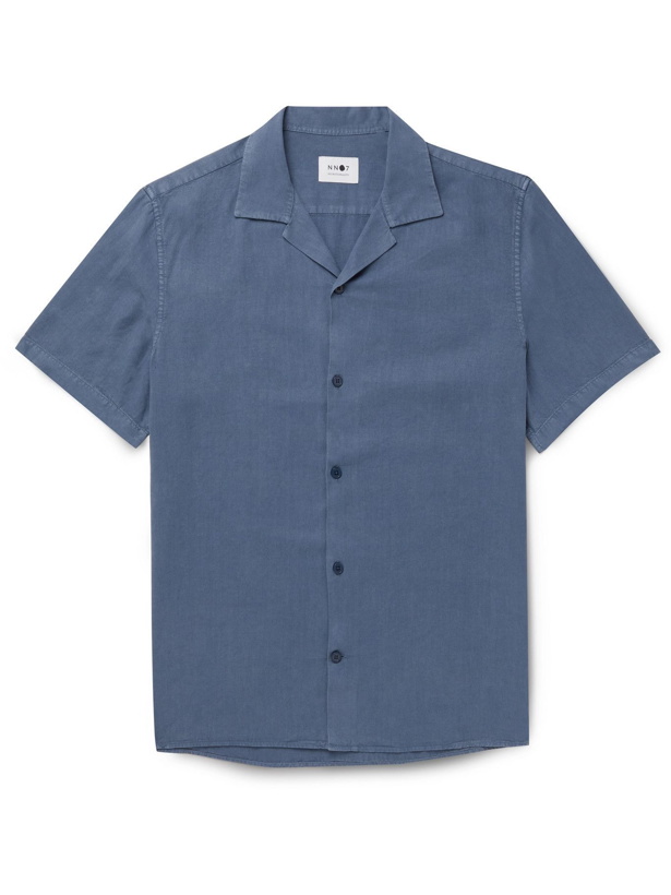 Photo: NN07 - Miyagi Camp-Collar Garment-Dyed Lyocell and Linen-Blend Shirt - Blue