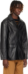 MM6 Maison Margiela Black Sports Leather Jacket
