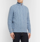 Inis Meáin - Cable-Knit Merino Wool Zip-Up Cardigan - Blue