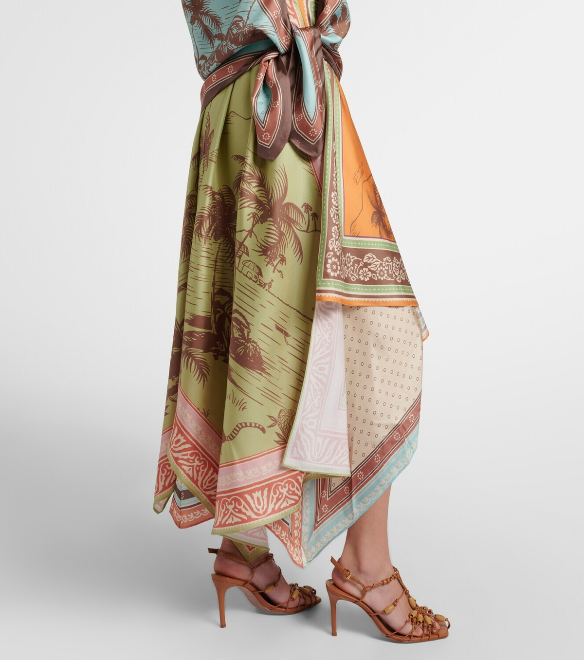 Alémais Alberta scarf-detail silk twill midi dress