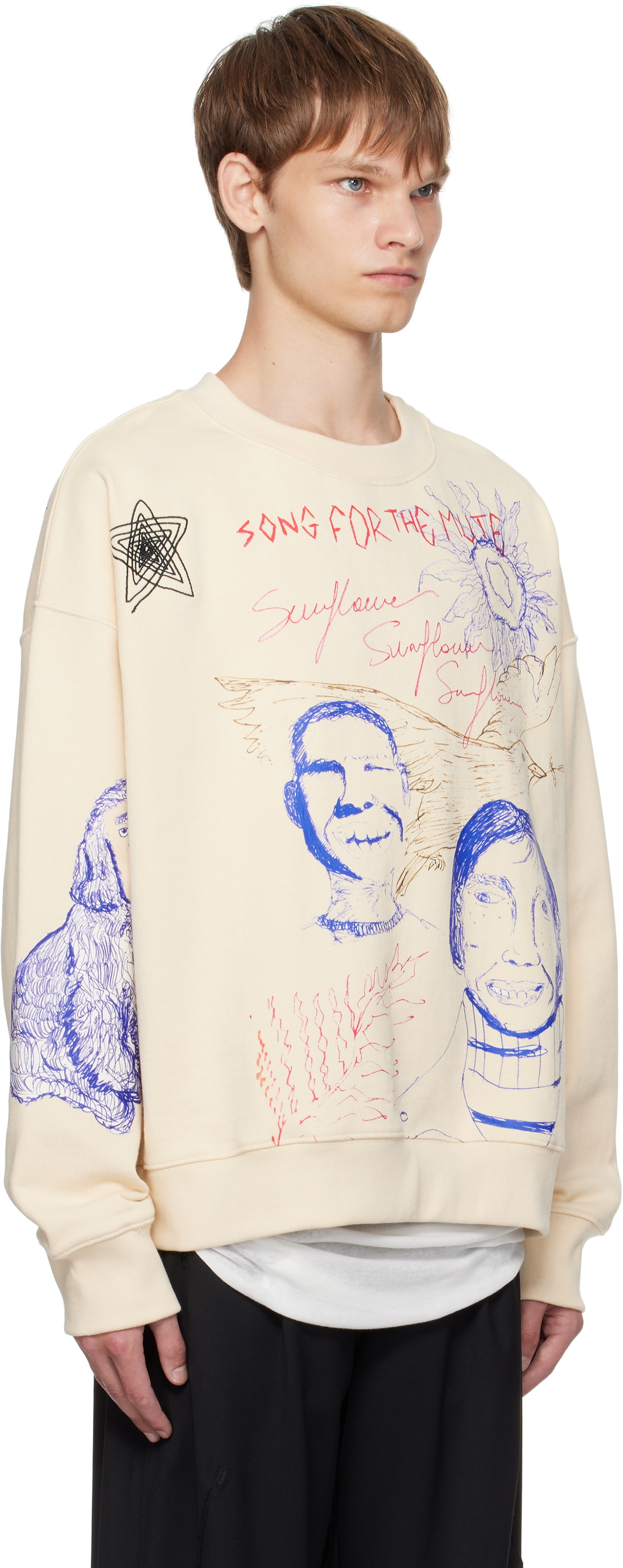 Song for the Mute Beige Sketchbook Relaxed Sweatshirt