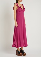 Chloe Ruffled Silk Midi Dress Red