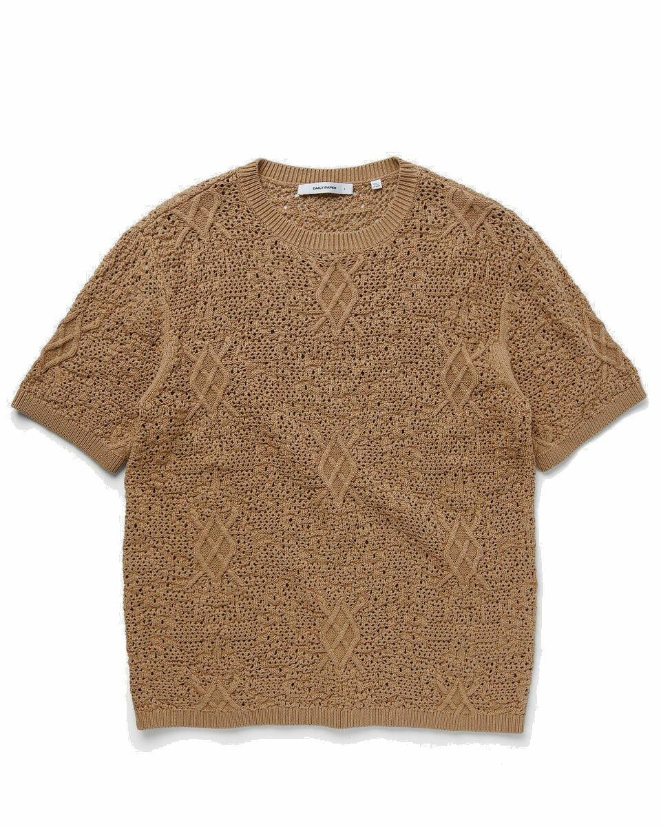 Photo: Daily Paper Shield Crochet S/S Tee Brown - Mens - Shortsleeves