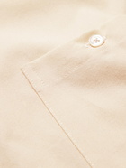 Richard James - Grandad-Collar Cotton-Flannel Half-Placket Shirt - Neutrals