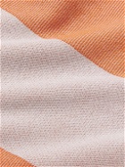Mr P. - Striped Two-Tone Honeycomb-Knit Cotton-Blend Polo Shirt - Orange