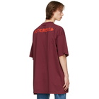 VETEMENTS Burgundy Oversized Anarchy Gothic Logo T-Shirt