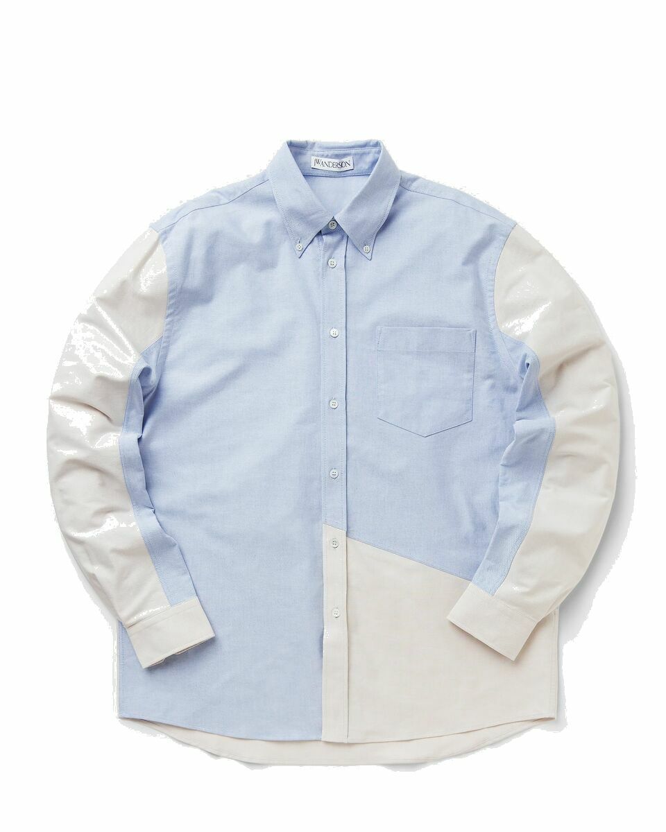 Photo: Jw Anderson Classic Fit Patchwork Shirt Blue - Mens - Longsleeves