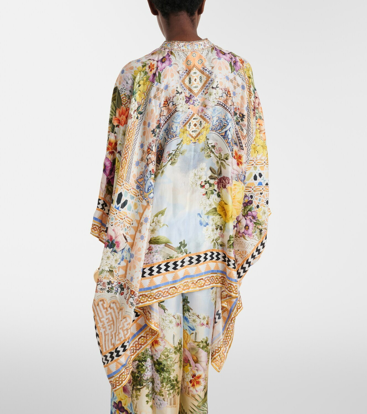 Camilla Embellished printed silk blouse