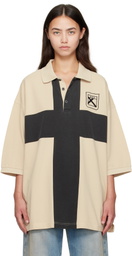 032c Beige Fainting Cross Oversized Polo