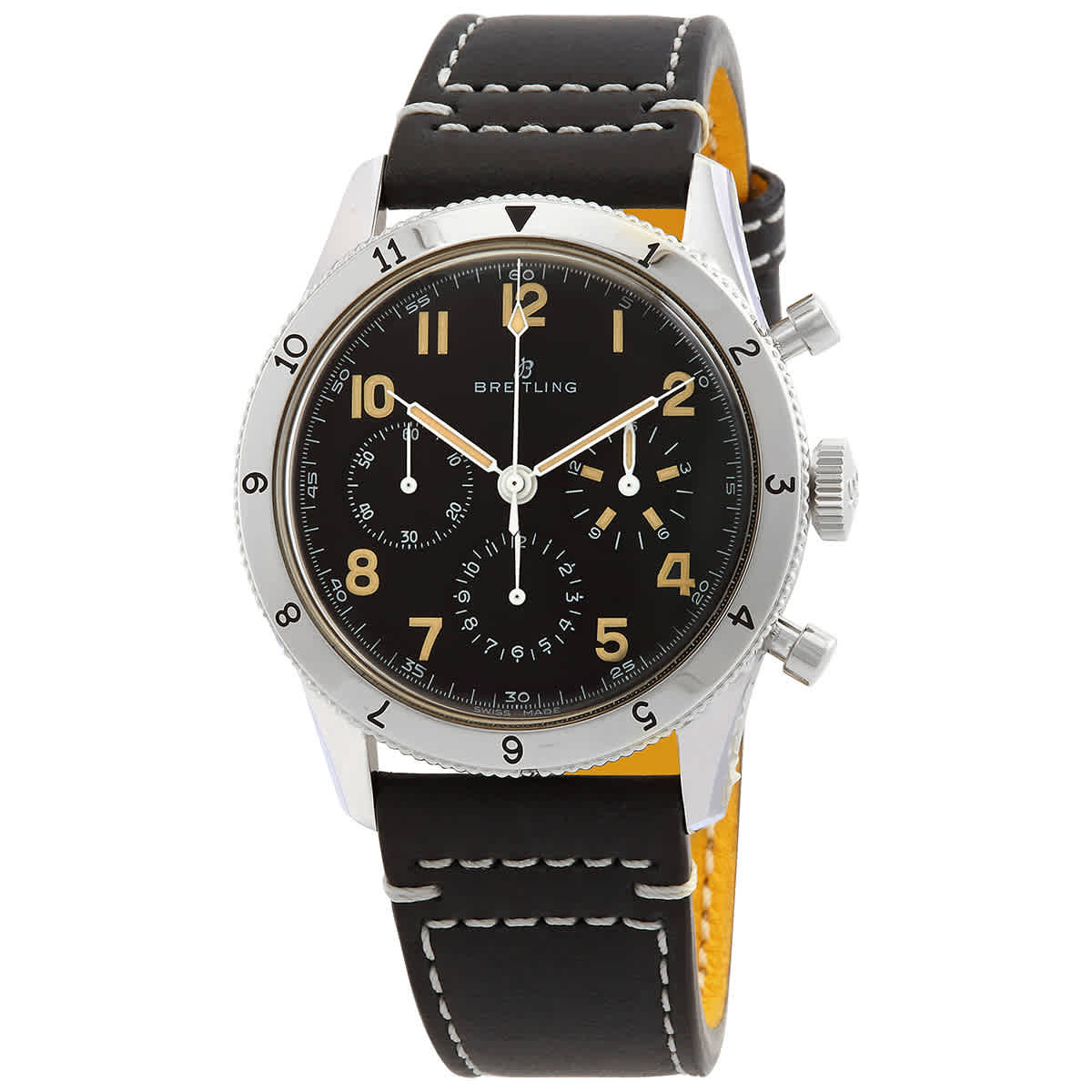 Breitling Aviator 8 Chronograph Hand Wind Black Dial Mens Watch AB0920131B1X1