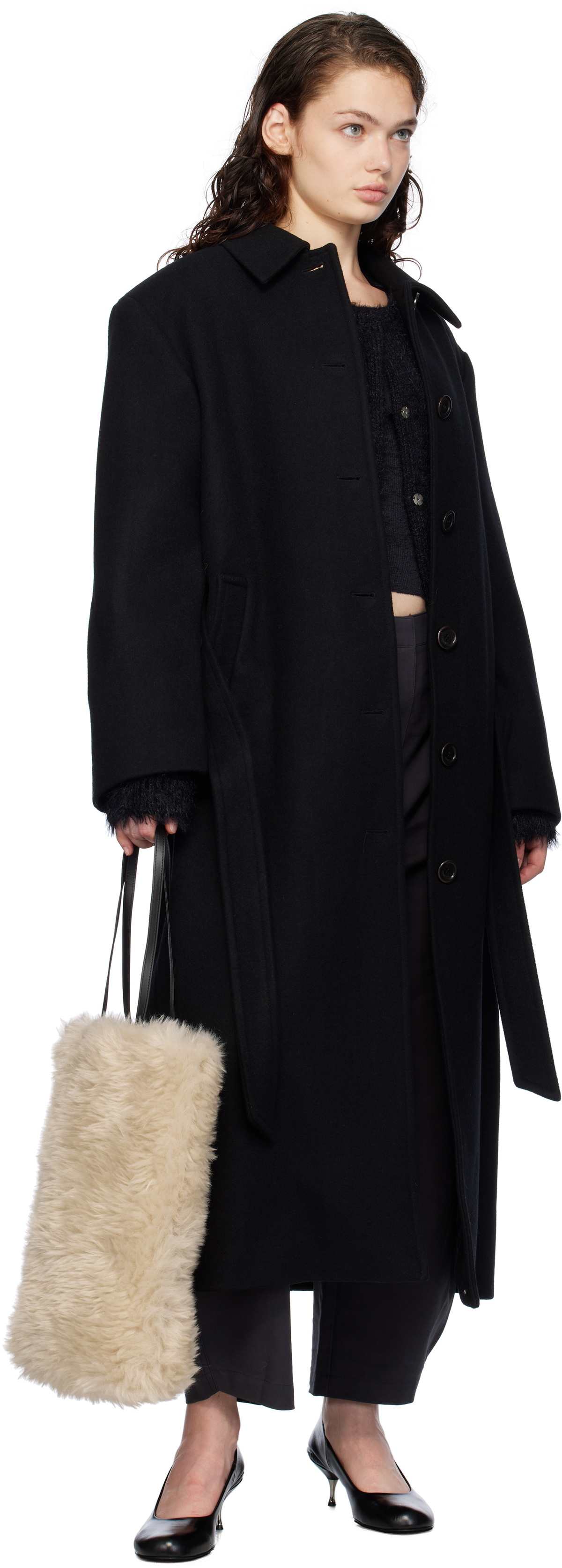 AMOMENTO Beige Faux-Fur Tote