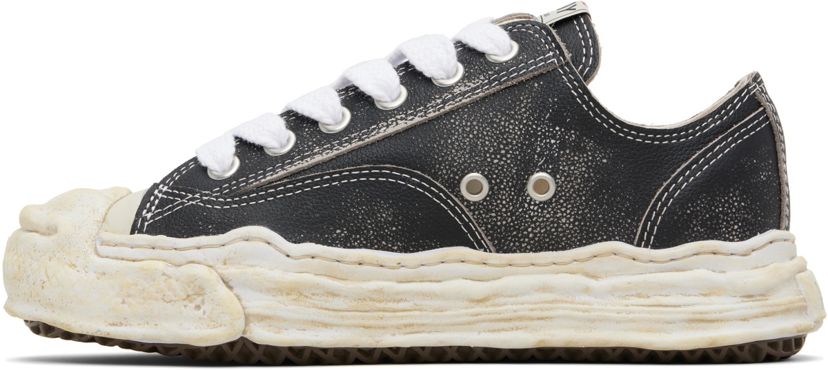 Maison MIHARA YASUHIRO Black 'Hank' OG Sole Shrink Leather Low-Top Sneakers