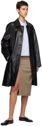 LOW CLASSIC Black Belted Faux-Leather Coat