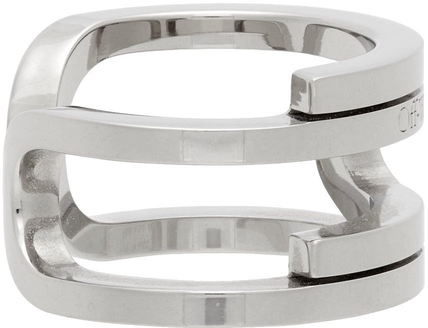 Off-White Silver Paperclip Ring Off-White