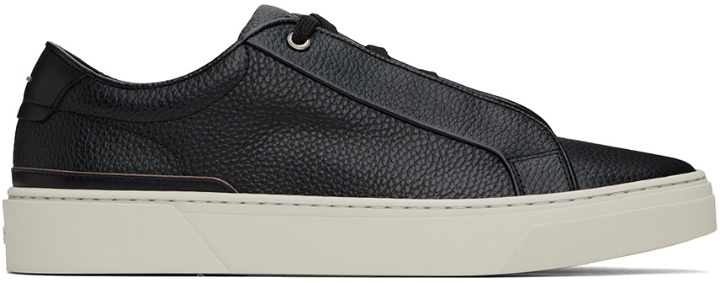 Photo: BOSS Black Grained Leather Logo Sneakers