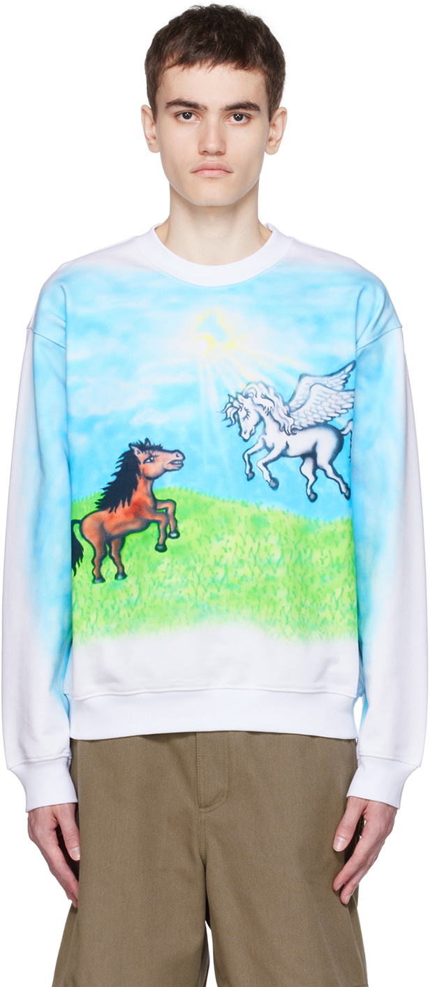 Sky High Farm Workwear White Printed Sweatshirt