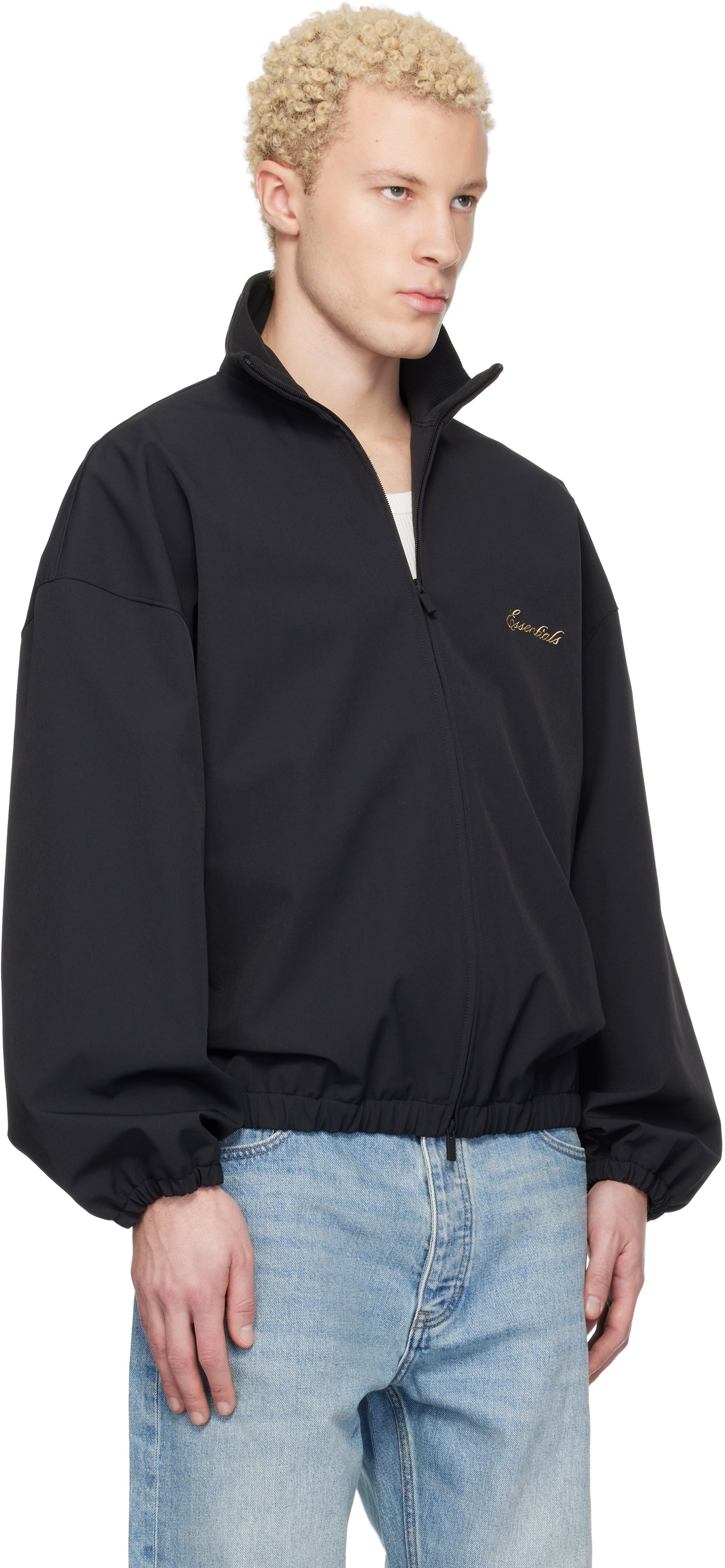Fear of God ESSENTIALS Black Signature Full Zip Track Jacket