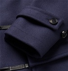 Mackintosh - Leather-Trimmed Wool-Felt Duffle Coat - Navy