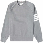 Thom Browne Men's 4 Bar Raglan Sleeve Waffle Crew Sweat in Medium Grey