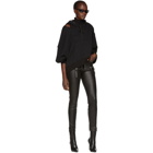 Unravel Black Leather Lace-Up Pants