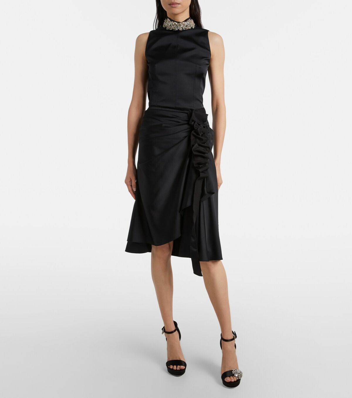 McQueen Jewel embellished satin platform sandals