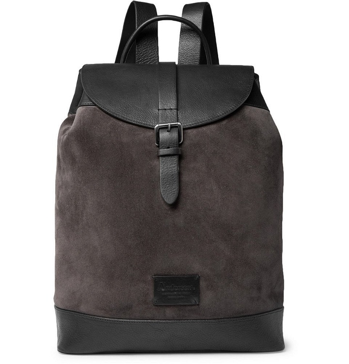 Photo: Anderson's - Suede and Full-Grain Leather Backpack - Men - Dark gray
