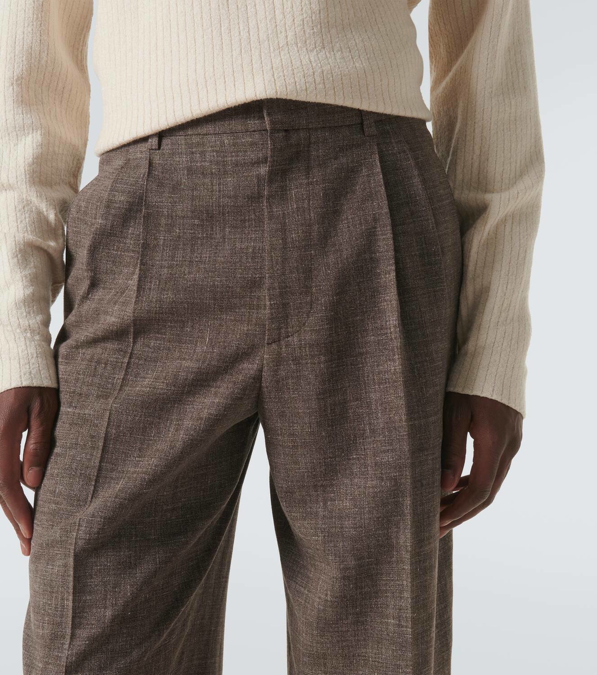 The Row Silas silk, linen, and wool straight pants