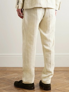 Sunspel - Straight-Leg Pleated Linen Suit Trousers - Neutrals