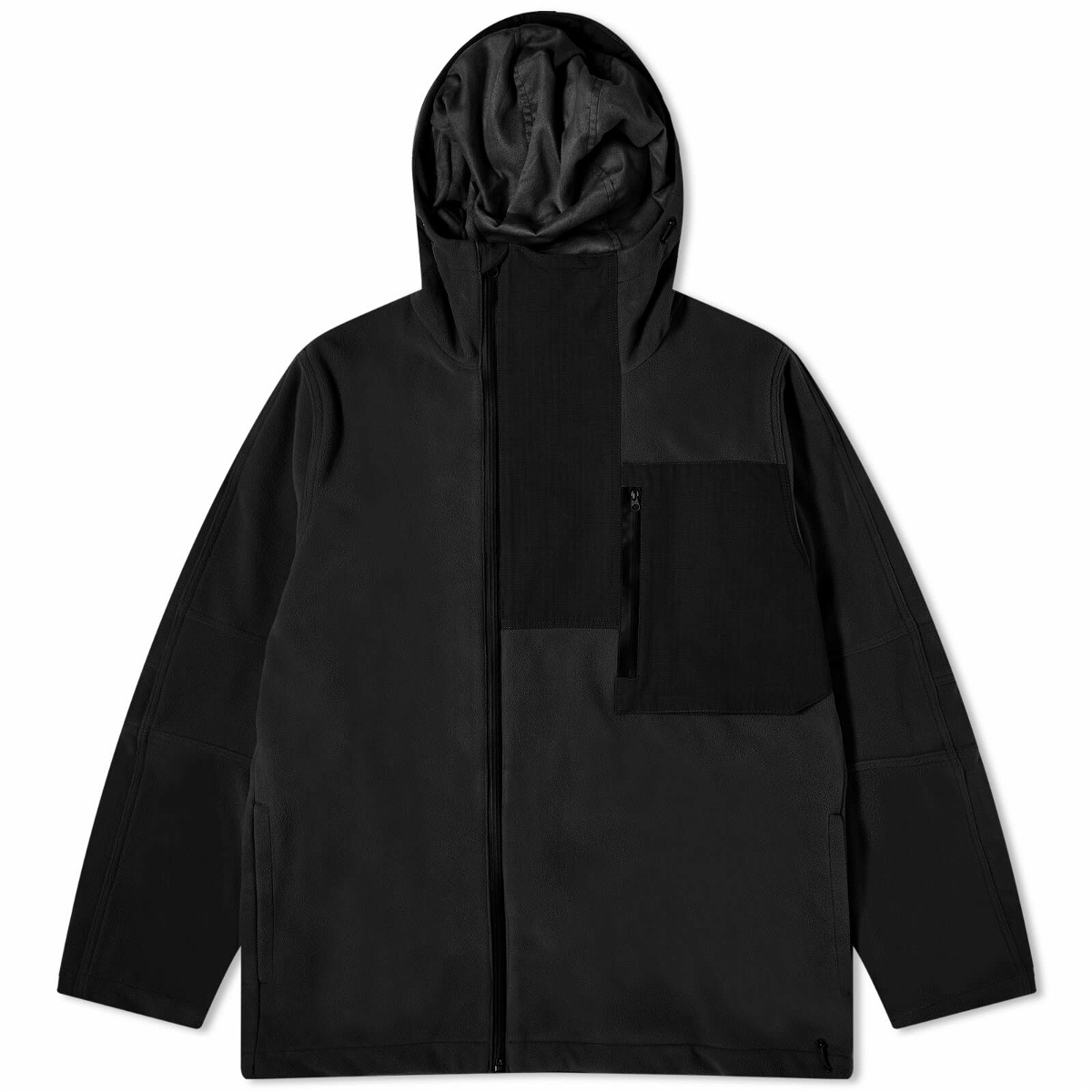 Photo: Maharishi Men's Asym Zipped Hooded Fleece Jacket in Black
