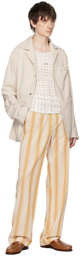 young n sang Beige Striped Trousers