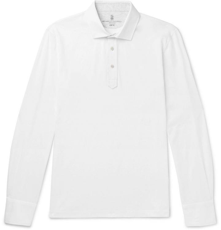 Photo: Brunello Cucinelli - Cotton-Jersey Polo Shirt - Men - White