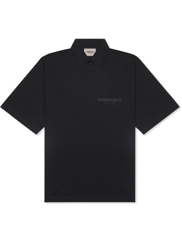 Photo: Fear of God Essentials - Logo-Print Cotton-Jersey Polo Shirt - Black