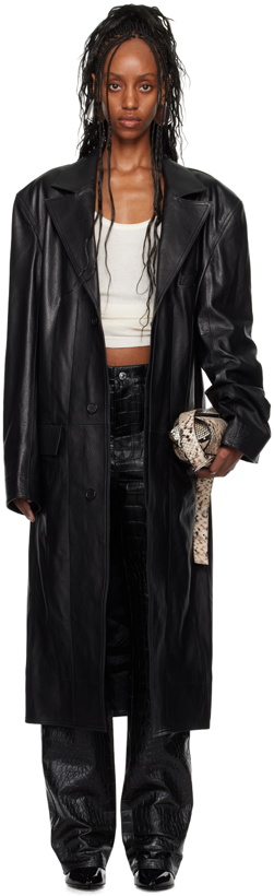 Photo: LU'U DAN Black Oversized Tailored Leather Coat