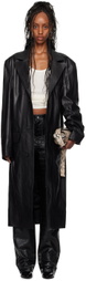 LU'U DAN Black Oversized Tailored Leather Coat