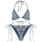Acne Studios Women's Denim Print Bikini in Denim Blue