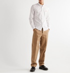 AMI - Button-Down Collar Logo-Appliquéd Cotton Oxford Shirt - White