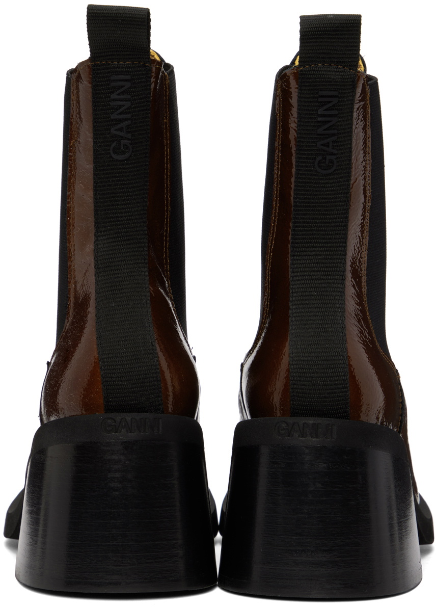 GANNI Brown Heeled Chelsea Boots